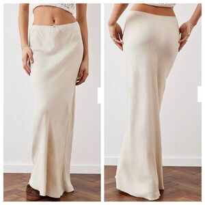Urban Outfitters UO Archive Oatmeal Linen Blend Bias Cut Slim Maxi Skirt Small